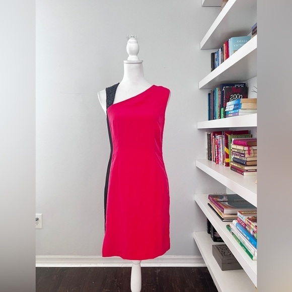 Sachin + Babi NWT Vegas Silk pink and black Cocktail Dress Sequin Shoulder 4 - Picture 4 of 13